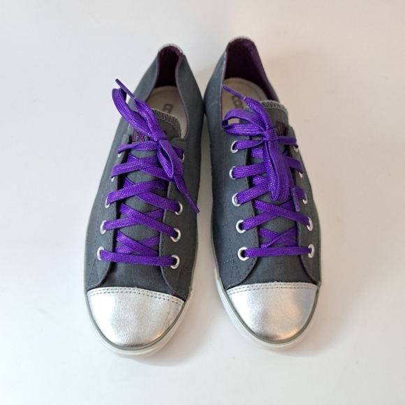Converse Dainty Low Profile All Star Sneakers Purple Silver Gray‎ - Picture 2 of 8